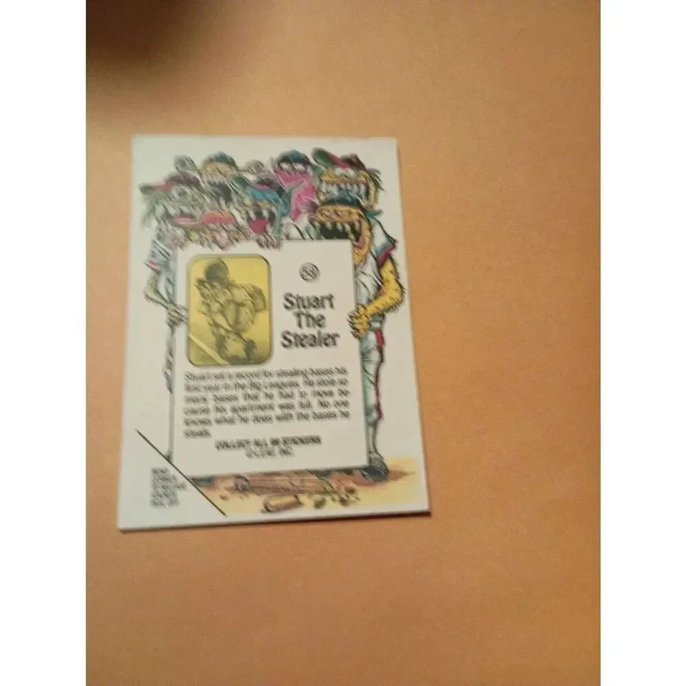 1988 Leaf Awesome All Stars Trading Card 58 Stuart the Stealer Baseball Parody